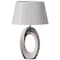 Quickway Imports 19 Decorative Ceramic Table Lamp, with Silver and White Oval Stand and White Cotton Lampshade QI004585 - alternate 1